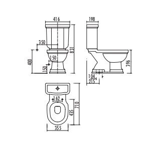 CREAVIT KLASIK Унитаз с выходом в пол совм. с биде