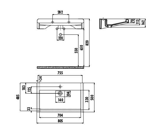 CREAVIT Раковина EP080 мебельная (80см)