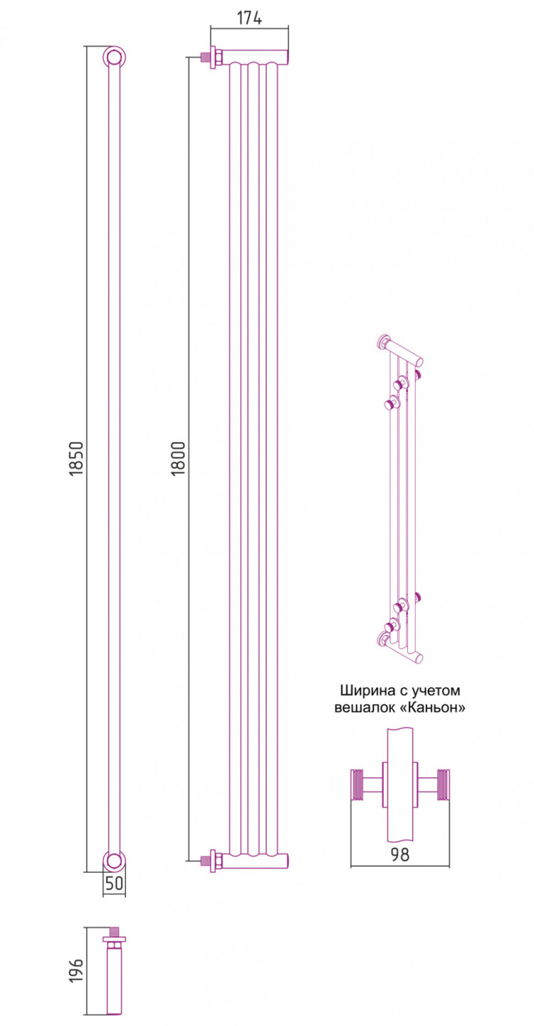 Полотенцесушитель водяной Сунержа Хорда 1800х195 Золото