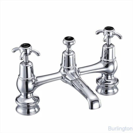 Смеситель для раковины на 2 отверстия Regent, с пробкой и цепочкой [ANR10 BLA]