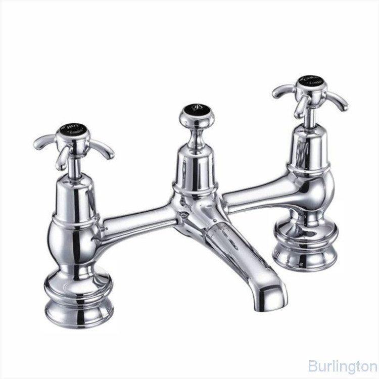 Смеситель для раковины на 2 отверстия Regent, с пробкой и цепочкой [ANR10 BLA]