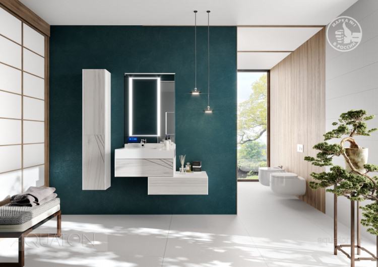 Тумба под раковину AQUATON Сакура 80 ольха наварра, белый глянец 1A236401SKW80