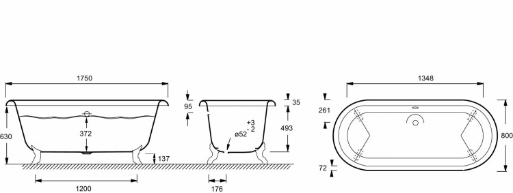 Ванна 175 х 80 см Jacob Delafon CLEO E2901-00