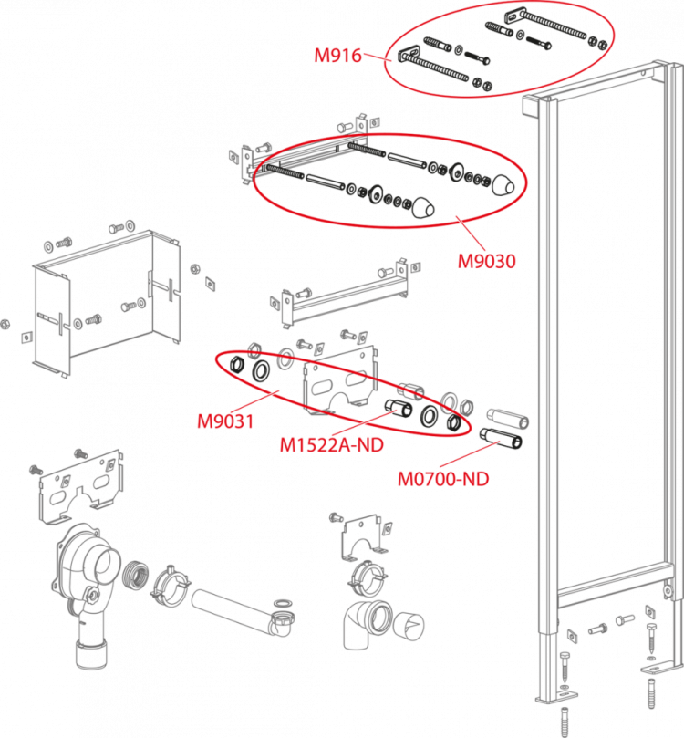 Монтажная рама для умывальника и смесителя Alcadrain A104A/1200