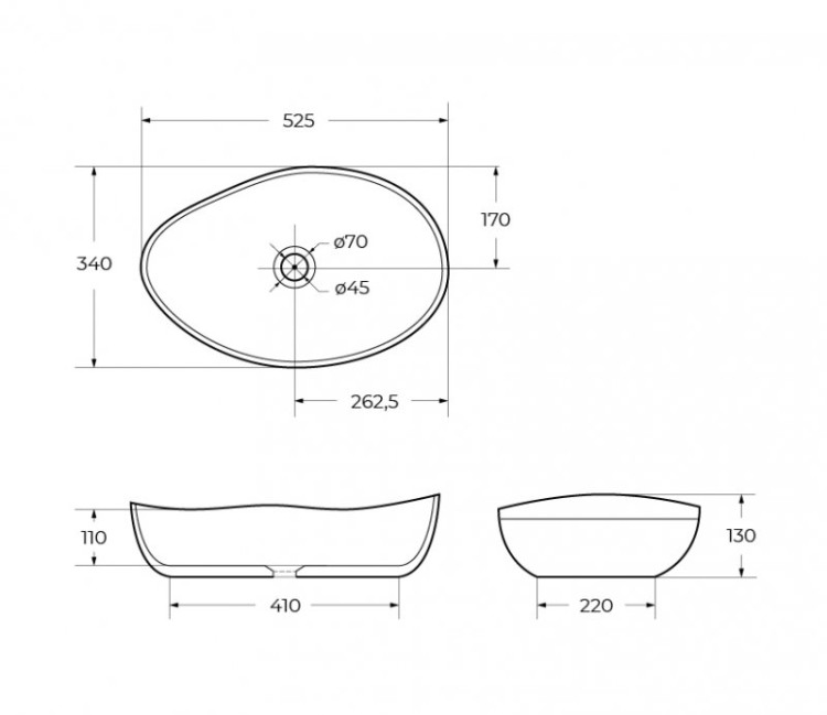 Раковина керамическая накладная, овальная BelBagno BB1362
