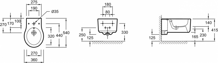 Подвесное биде 54 x 36 см Jacob Delafon VIRAGIO E4792-00