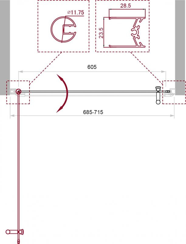 Душевая дверь в нишу BELBAGNO UNO-B-1 BelBagno UNO-B-1-65-P-Cr