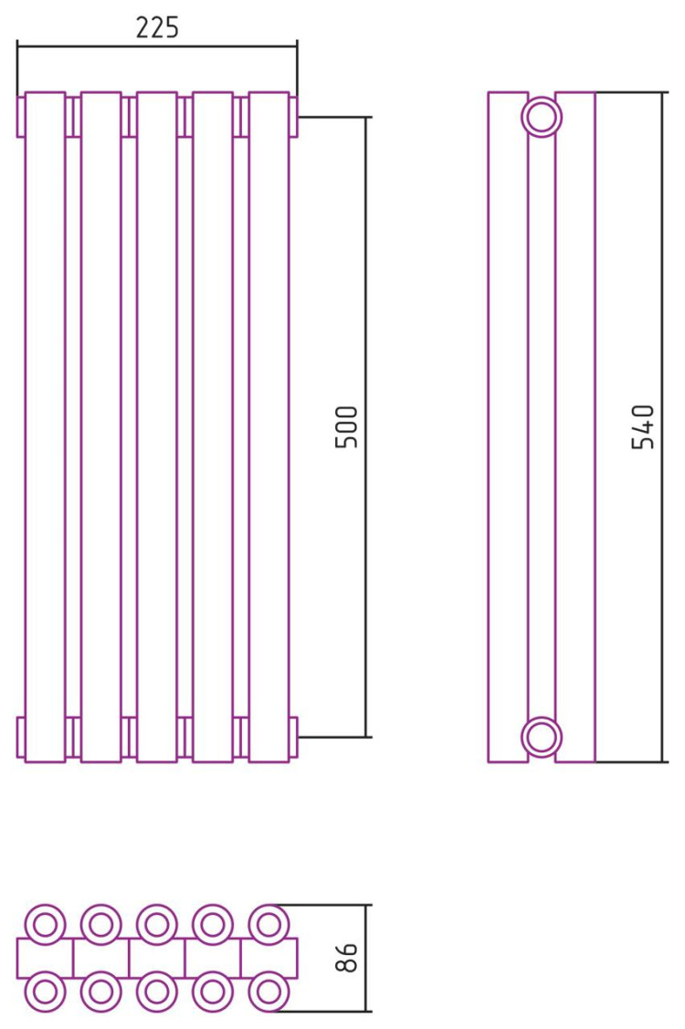 Отопительный радиатор Сунержа Эстет-00 500х225 5 секций Сатин