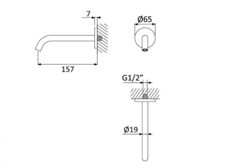 Излив для встраеваемого смесителя 15 см Cezares LEAF-SCL-15-SS