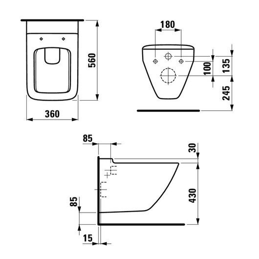 Унитаз Laufen Palace New Rimless подвесной