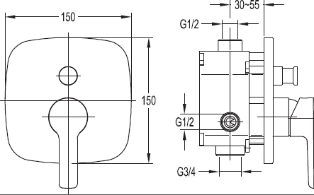 Встраиваемый двухпозиционный смеситель для душа Cezares TESORO-F-VDIM-01