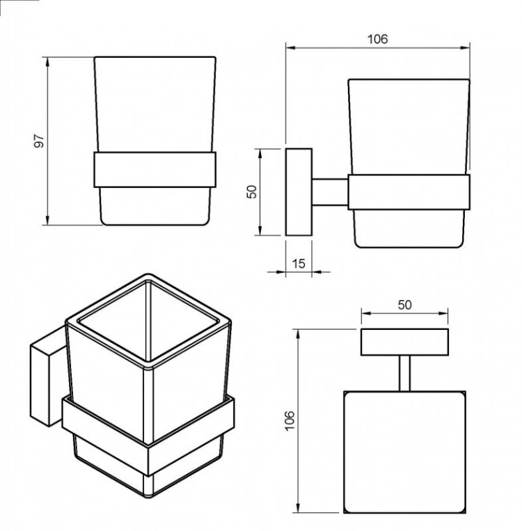 Стакан подвесной, стекло матовое Cezares PRIZMA-TUMS-03/24
