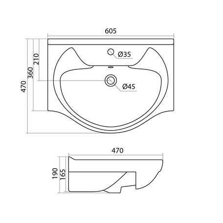 Раковина Santek Байкал 60 с отверстием под смеситель 1WH109652