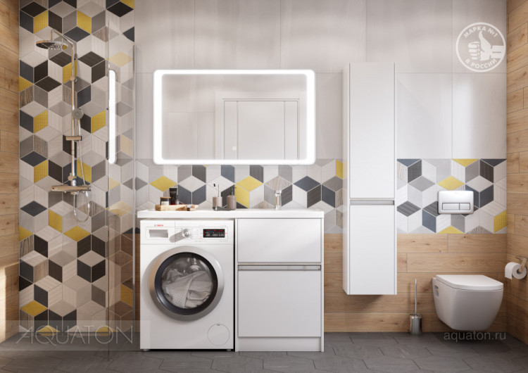 Тумба под раковину AQUATON Лондри 60 белый с фасадом 1A235901LH010