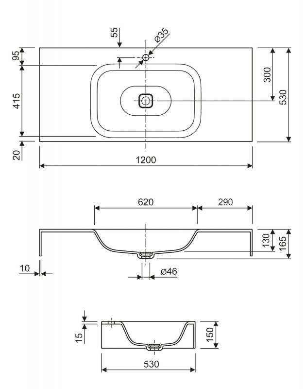 Консольная раковина из литьевого мрамора Cezares TITAN-800-LVB-SOSPESO