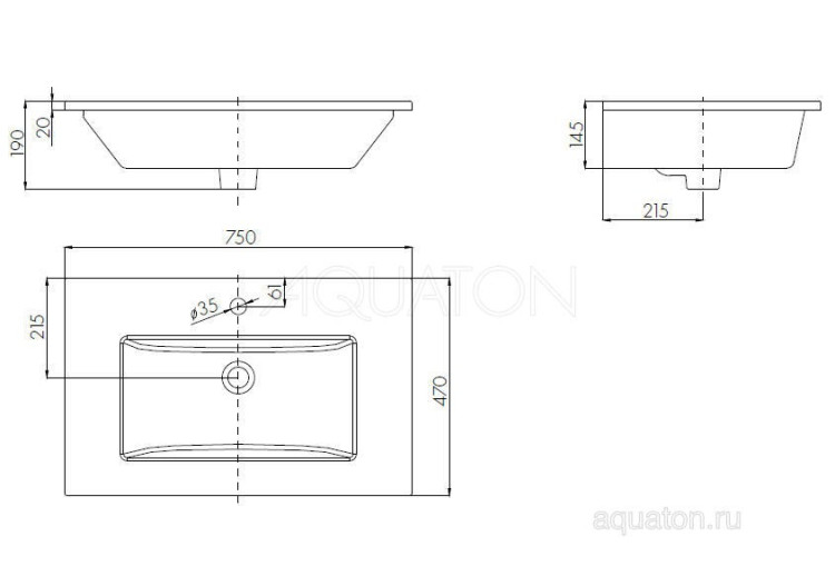Раковина Aquaton Квадро 75 1AX171WBXX000