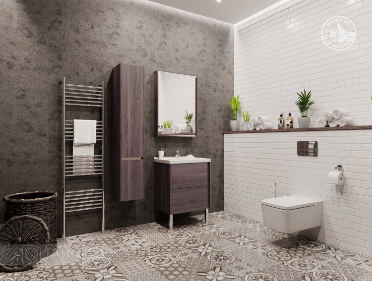 Зеркальный шкаф Aquaton Стоун 60 грецкий орех 1A231502SXC80