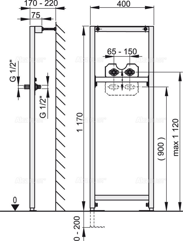 Монтажная рама для смесителя Alcadrain A104B/1200
