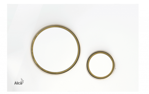 Кнопка управления для скрытых систем инсталляции, белый-глянец/золотой-глянец Alcadrain M775