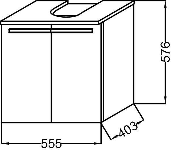 Мебель под раковину 55 см, 2 дверцы Jacob Delafon STRUKTURA EB1386-N18
