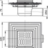 Сливной трап 105×105/50 мм боковой сток, решетка из нержавеющей стали, фланец из нержавеющей стали, воротник изоляции 2–го уровня, гидрозатвор комбинированный SMART Alcadrain APV1324