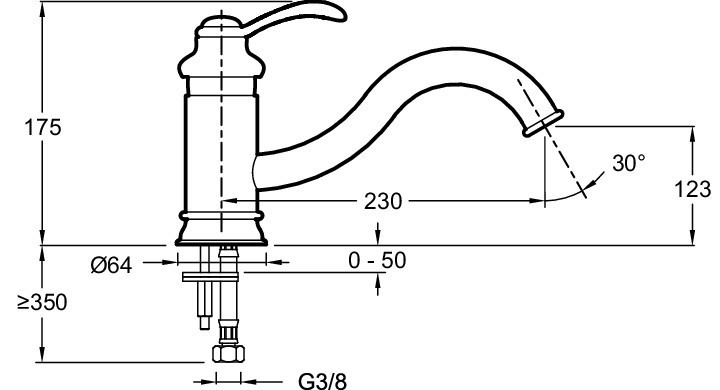 Смеситель для кухни на одно отверстие с вращающимся изливом Jacob Delafon FAIRFAX E76090-CP