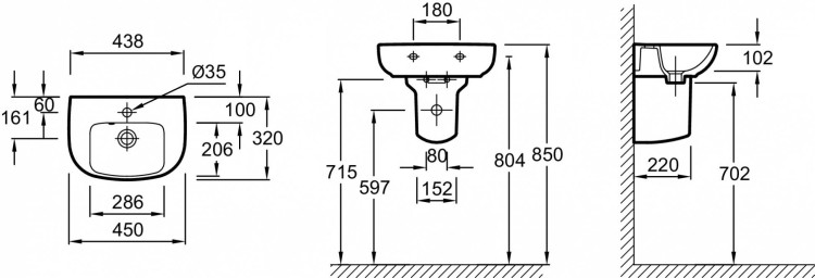 Рукомойник 45 х 32 см Jacob Delafon ODEON UPE4760-00