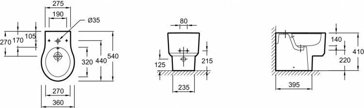 Напольное биде 54 x 36 см Jacob Delafon VIRAGIO E4794-00
