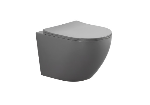 Унитаз подвесной безободковый Aquatek ЕВРОПА AQ1901-MG 525*360*320мм, матовый серый, тонкое сиденье с механизмом плавного закрывания, крепеж