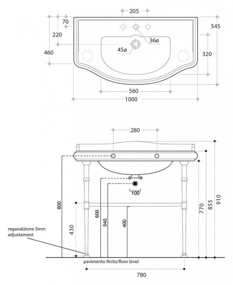 Раковина Kerasan Retro 100 1050
