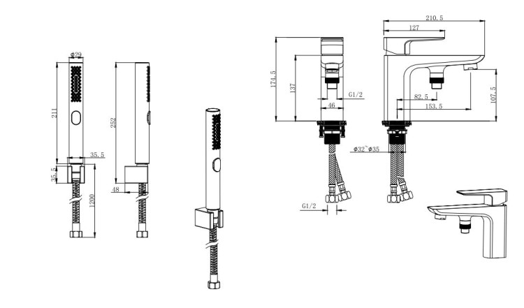 Смеситель врезной на борт ванны на 1 отв. Aquatek, матовый черный AQ1044MB ВЕГА