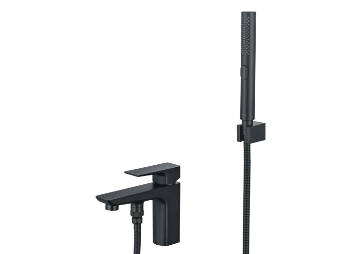 Смеситель врезной на борт ванны на 1 отв. Aquatek, матовый черный AQ1044MB ВЕГА