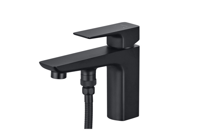 Смеситель врезной на борт ванны на 1 отв. Aquatek, матовый черный AQ1044MB ВЕГА