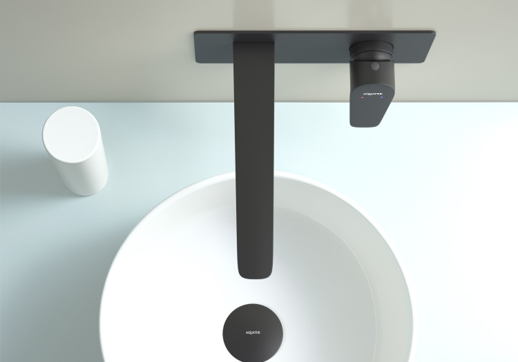 Смеситель для раковины настенный (внешняя и скрытая часть) Aquatek, матовый черный AQ1113MB БЕТТА