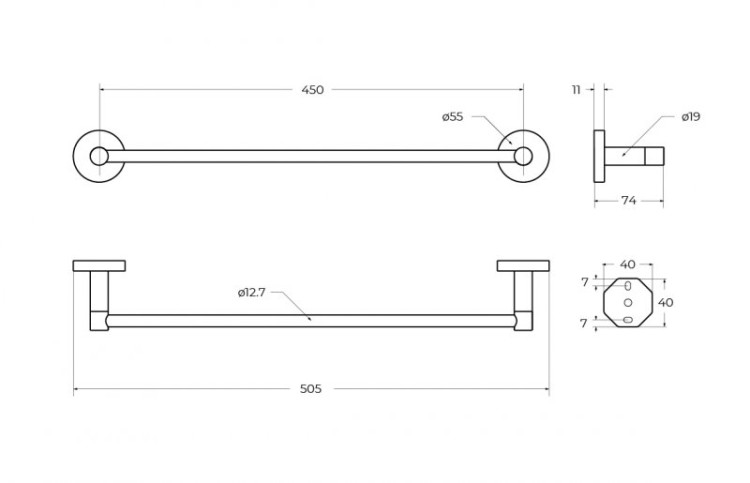 Полотенцедержатель 50,5 см Cezares RELAX-TH-50-IN