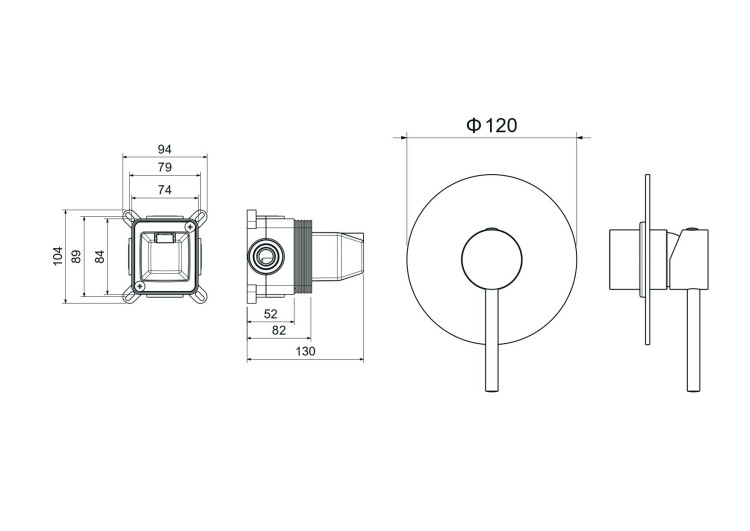 Смеситель для душа (внешняя и скрытая часть) Aquatek, матовый черный AQ1366MB ЕВРОПА