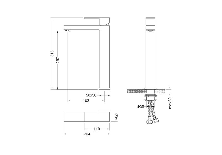 Смеситель для раковины 257, без донного клапана Aquatek, матовый черный AQ1604MB ЛИБРА