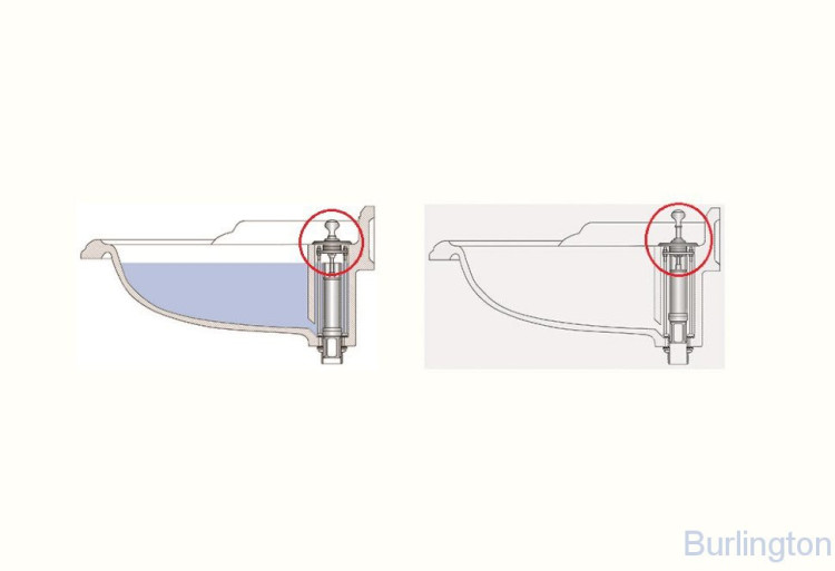 Классическая раковина со скрытым сливом-переливом на 2 отверстия с подстольем из полированного алюминия