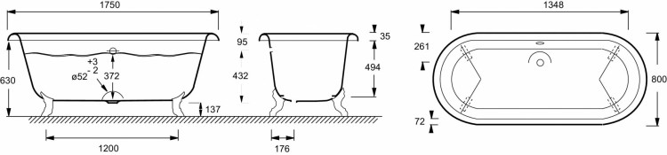 Ванна 175 х 80 см, окрашенная в белый цвет Jacob Delafon CLEO E2901N-00