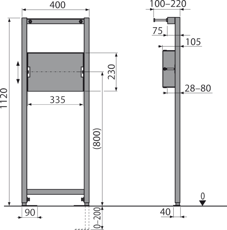 Монтажная рама для смесителя скрытого монтажа Alcadrain A104PB/1120