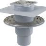 Сливной трап 105×105/50/75 мм прямой сток, решетка из нержавеющей стали, фланец из нержавеющей стали, воротник изоляции 2–го уровня, гидрозатвор комбинированный SMART Alcadrain APV2324