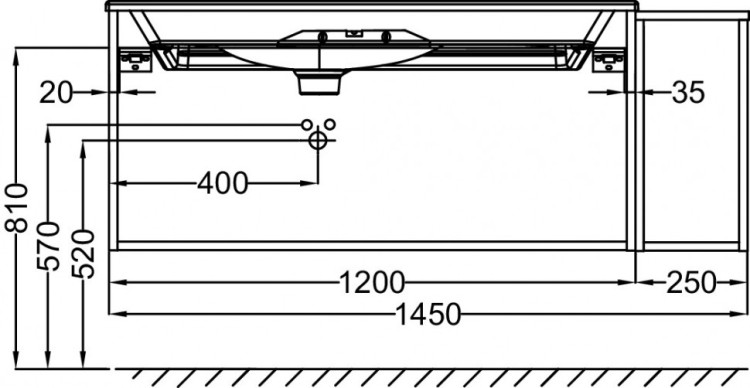 Мебель 145 см для раковины-столешницы 120 cм, белый блестящий Jacob Delafon NOUVELLE VAGUE EB3038-G1C