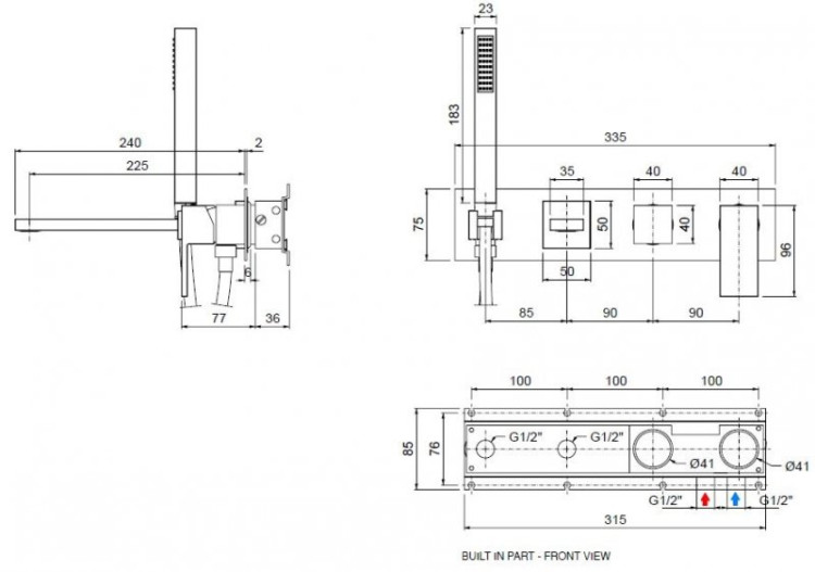 Встраиваемый смеситель для ванны и душа однорычажный Cezares UNIKA-VDM2-02
