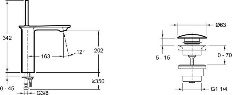 Высокий однорычажный смеситель Jacob Delafon STANCE E14761-CP