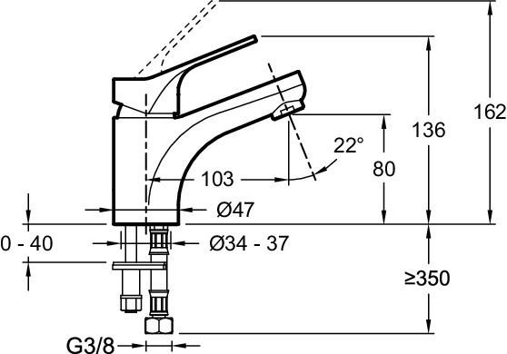 Однорычажный смеситель для умывальника без донного клапана Jacob Delafon BRIVE E75762-CP