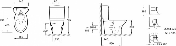 Унитаз «vario» на 6 л Jacob Delafon PRESQU'ILE 19077-00