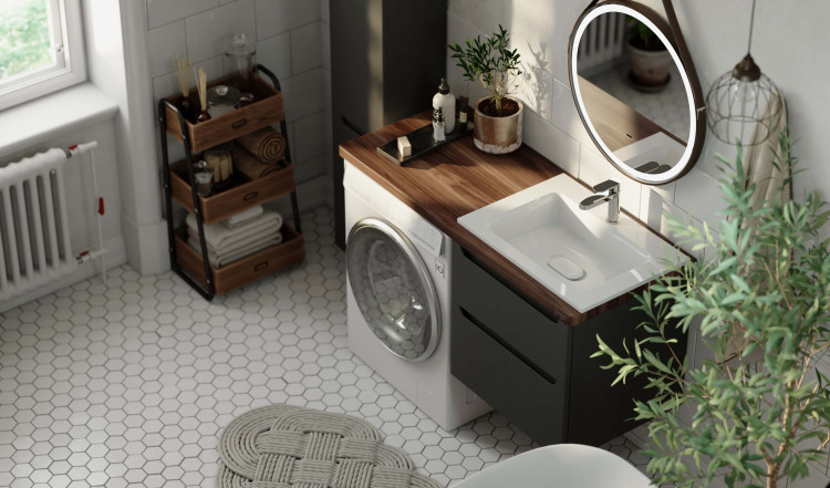 Комплект Wood под стиральную машину, серый