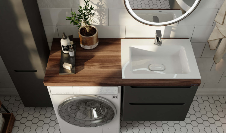 Комплект Wood под стиральную машину, серый