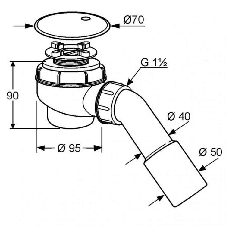 Сифон для душевого поддона Kludi Tasso 2105205-00