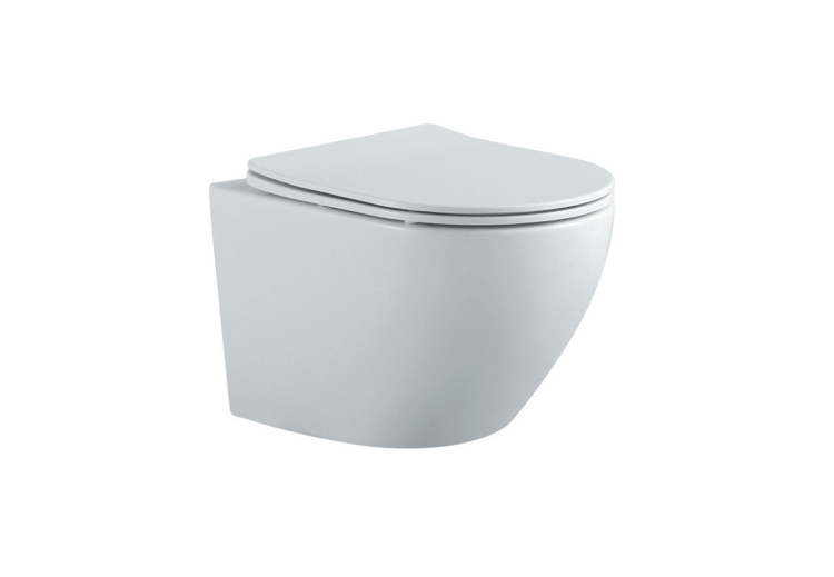 Унитаз подвесной безободковый Aquatek ЕВРОПА AQ1901-MW 525*360*320 мм, белый матовый, горизонтальный выпуск, тонкое сиденье с механизмом плавного закрывания, крепеж